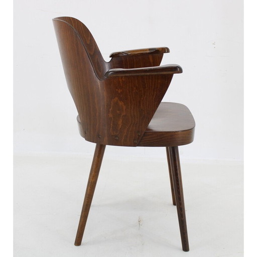Vintage stoelen in gebeitst beukenhout en multiplex van Oswald Haerdtl voor Ton, Tsjecho-Slowakije 1960