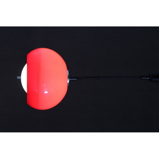 Vintage rode hanglamp van Harvey Guzzini voor Meblo, Italië 1970