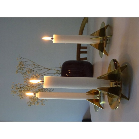 Image 1 of Set van 4 vintage sculpturale kandelaars n 20 door Pierre Forsell voor Skultuna, Zweden 1960