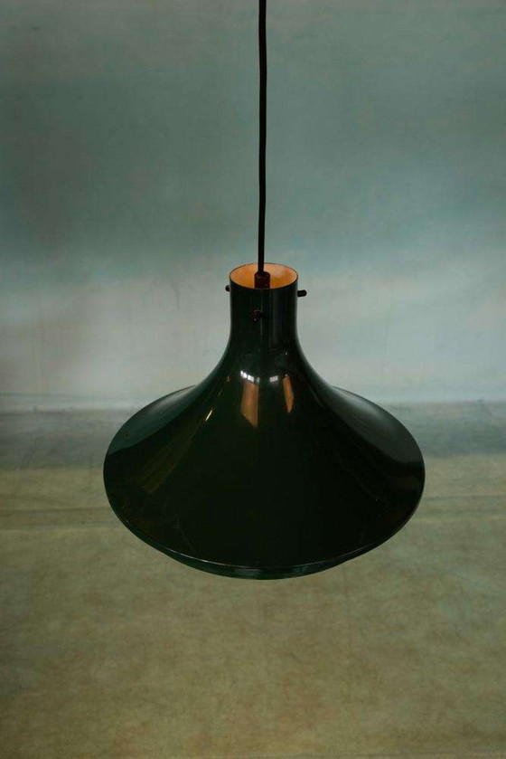 Image 1 of Zweeds Design schalenlamp vintage 60s, groen Hans Jakobssen