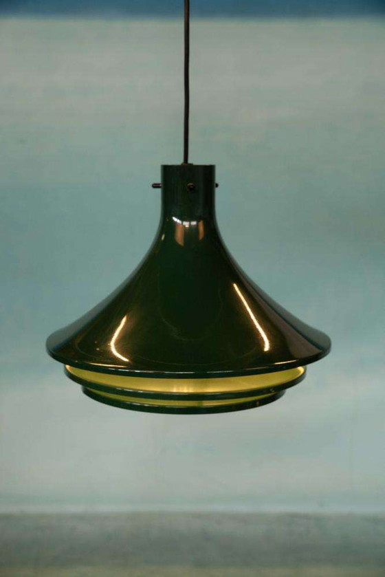 Image 1 of Zweeds Design schalenlamp vintage 60s, groen Hans Jakobssen