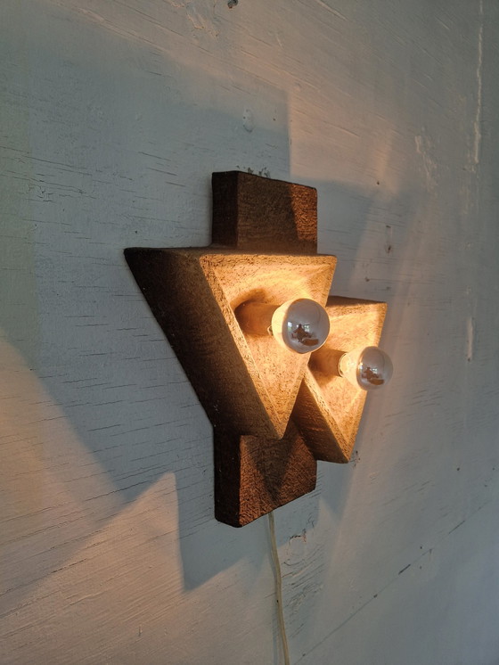 Image 1 of Brutalist wandlamp keramiek geometrisch