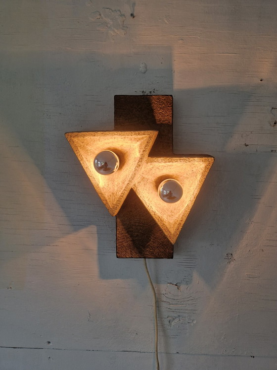 Image 1 of Brutalist wandlamp keramiek geometrisch