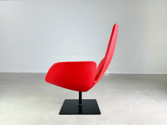 Image 1 of Originele Moroso Leunstoel Leer Rood Patricia Urquiola Draaibaar