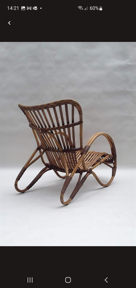 Image 1 of Dirk van Sliedregt "Streamline"Rotan Fauteuil