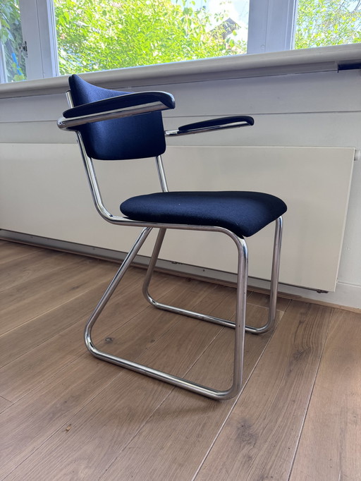 6x Chroom buisframe stoelen