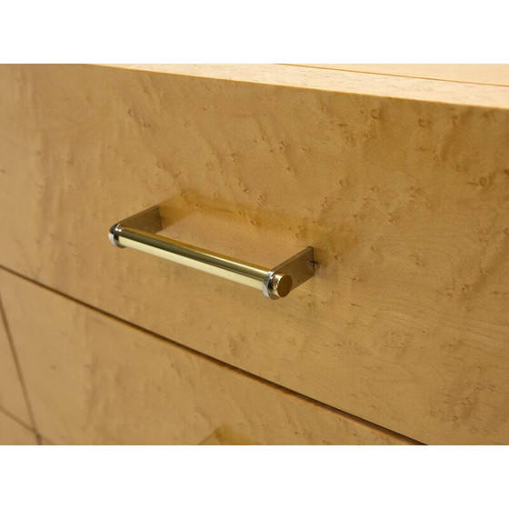 Image 1 of Vintage art deco ladekast met koperen handgrepen in sycamore, 1940