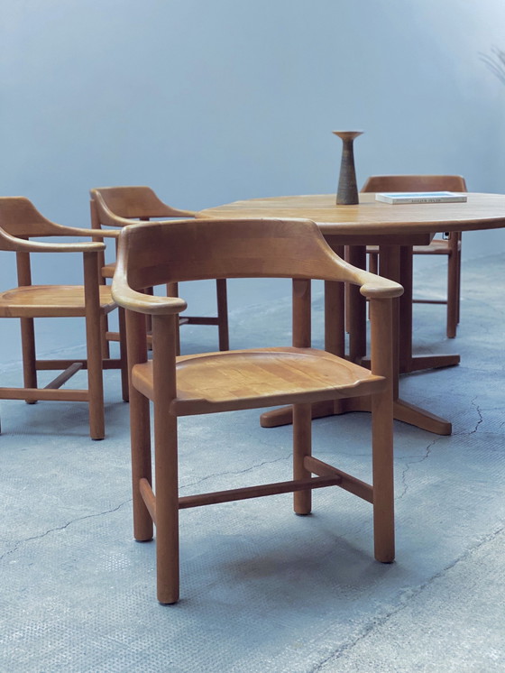 Image 1 of Rainer Daumiller Voor Hirtshals Savvaerk Massief elzenhouten eetkamerstoelen en verlengbare tafel