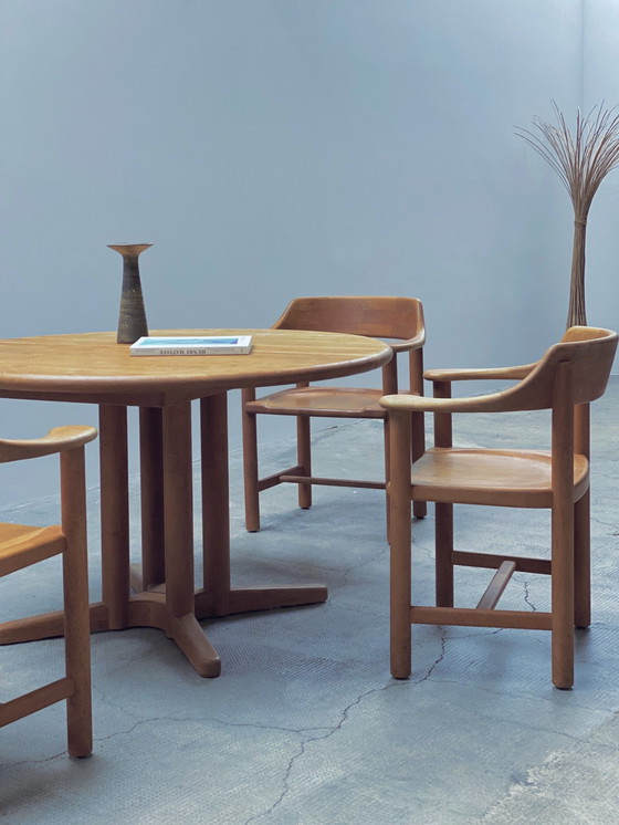 Image 1 of Rainer Daumiller Voor Hirtshals Savvaerk Massief elzenhouten eetkamerstoelen en verlengbare tafel