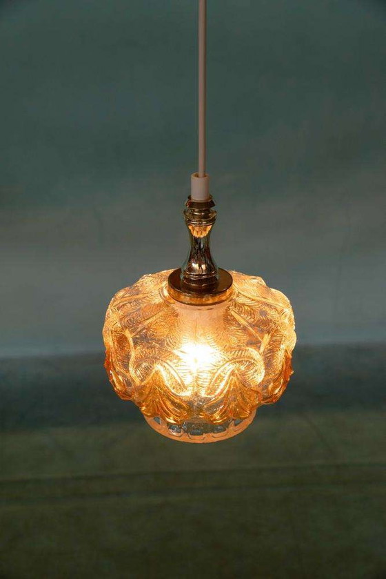 Image 1 of Glazen sixties hanglamp, vintage nordic glass pendant