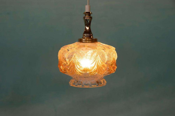 Image 1 of Glazen sixties hanglamp, vintage nordic glass pendant