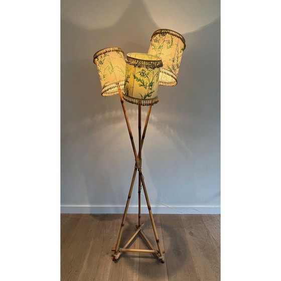Image 1 of Vintage vloerlamp van bamboe en touw, 1970