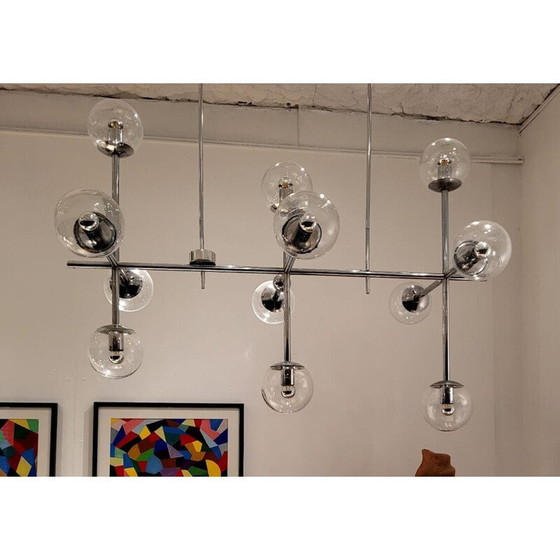 Image 1 of Vintage kroonluchter in chroom metaal en glas voor Studio Kinkeldey, Duitsland 1960