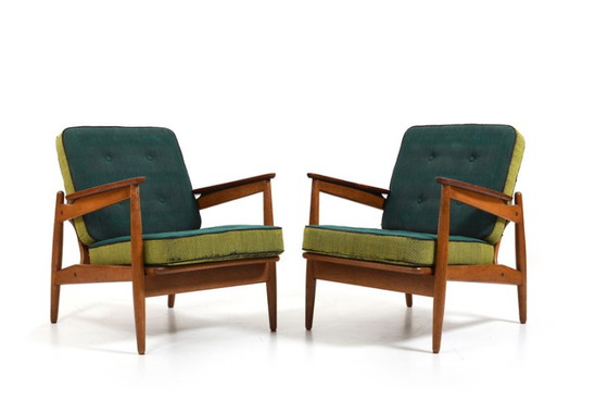 Image 1 of 2x Deense fauteuils in eiken en teak