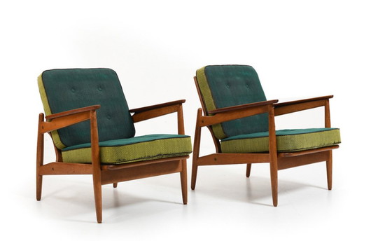 Image 1 of 2x Deense fauteuils in eiken en teak