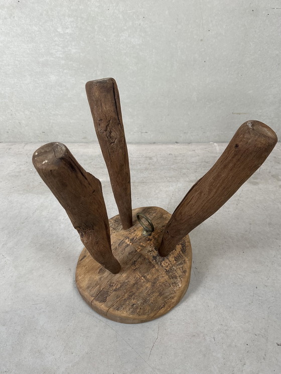 Image 1 of Old wooden stool - tripod