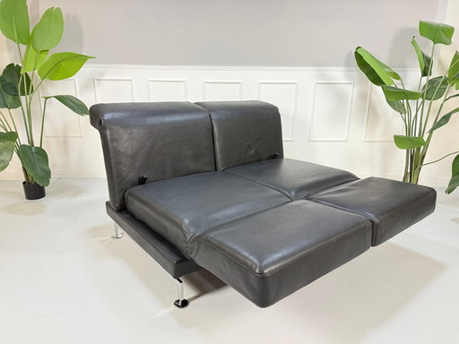 Brühl Moule Designer Sofa Leder Zwart Bank Dik Leder