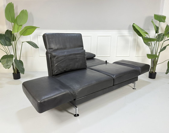 Image 1 of Brühl Moule Designer Sofa Leder Zwart Bank Dik Leder