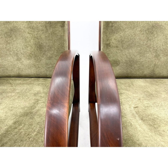Image 1 of Paar vintage Art Deco verstelbare houten fauteuils, jaren 1930