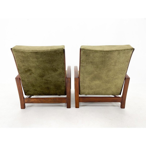 Image 1 of Paar vintage Art Deco verstelbare houten fauteuils, jaren 1930