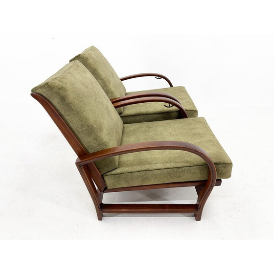 Image 1 of Paar vintage Art Deco verstelbare houten fauteuils, jaren 1930