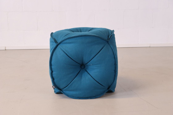 Image 1 of Rolf Benz 953 Poef Blauw wolstof Zitzak hocker