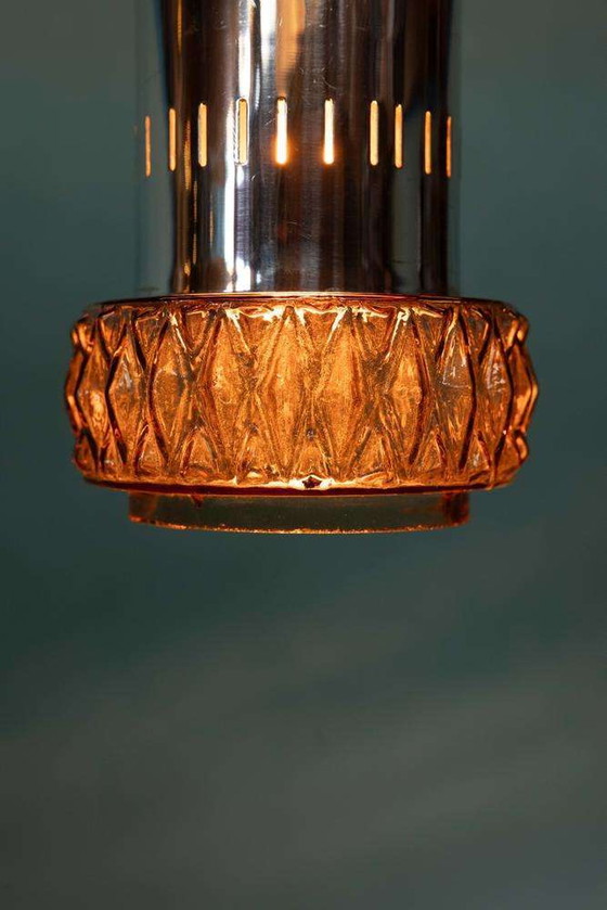 Image 1 of Space age hanglamp glas, midcentury glass 60s pendant