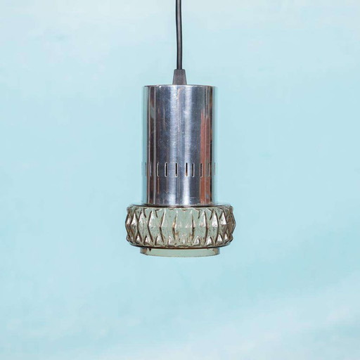 Space age hanglamp glas, midcentury glass 60s pendant