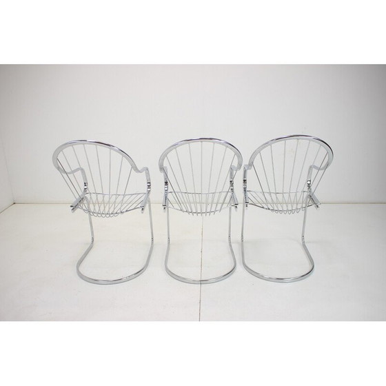 Image 1 of Set van 3 vintage chromen stoelen van Gastone Rinaldi, Italië 1960