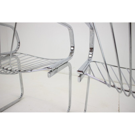 Image 1 of Set van 3 vintage chromen stoelen van Gastone Rinaldi, Italië 1960