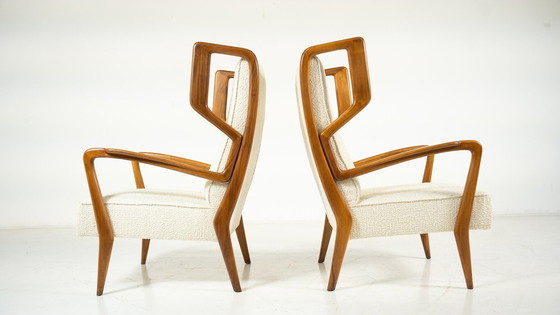 Image 1 of Mid Century Moderne Hoge Rugleuning Stoelen Door Orlando Orlandi, Italië, 1950S