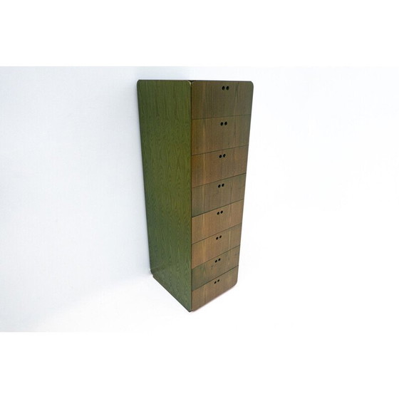 Image 1 of Mid-century groene houten hoge ladekast van Derk Jan de Vries