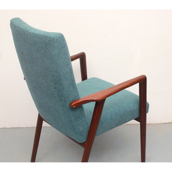 Image 1 of Vintage teakhouten en stoffen fauteuil, 1960