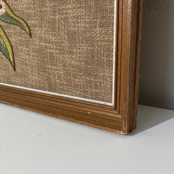 Image 1 of Vintage Mcm needlepoint muurkunst boeket wilde bloemen