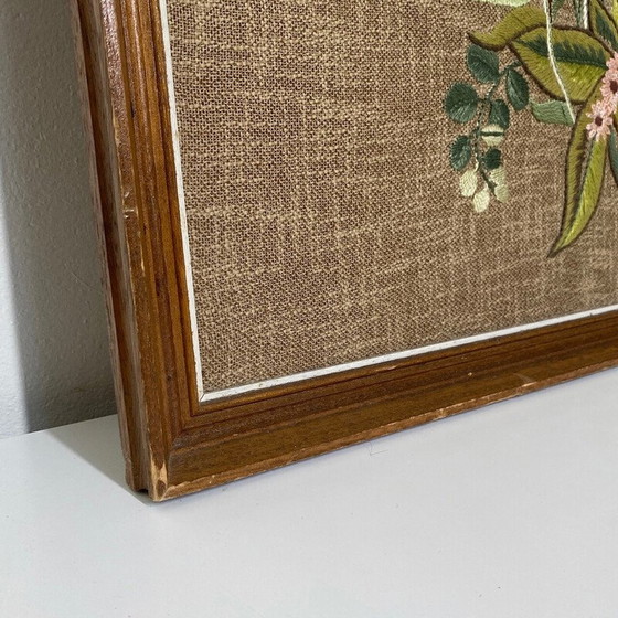 Image 1 of Vintage Mcm needlepoint muurkunst boeket wilde bloemen