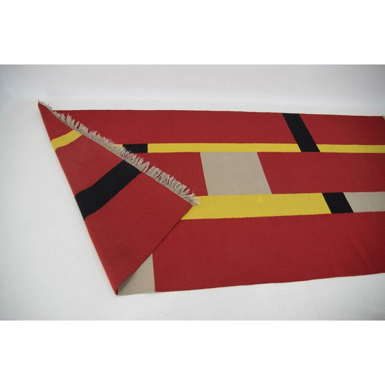 Image 1 of Vintage Bauhaus vloerkleed met geometrisch patroon, Tsjecho-Slowakije 1940