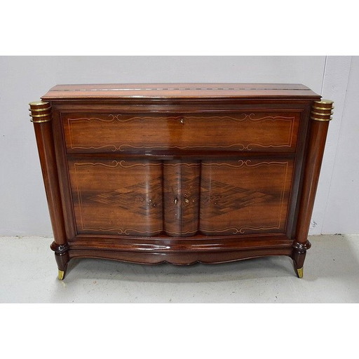 Vintage esdoorn rozenhouten highboard van Jules Leleu, 1940