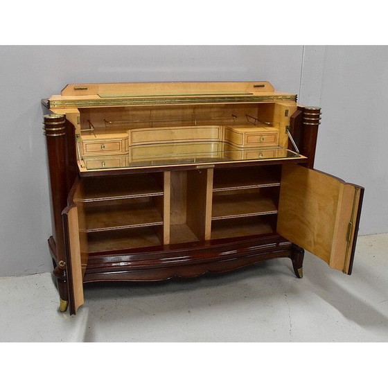 Image 1 of Vintage esdoorn rozenhouten highboard van Jules Leleu, 1940