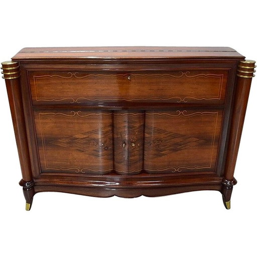 Vintage esdoorn rozenhouten highboard van Jules Leleu, 1940