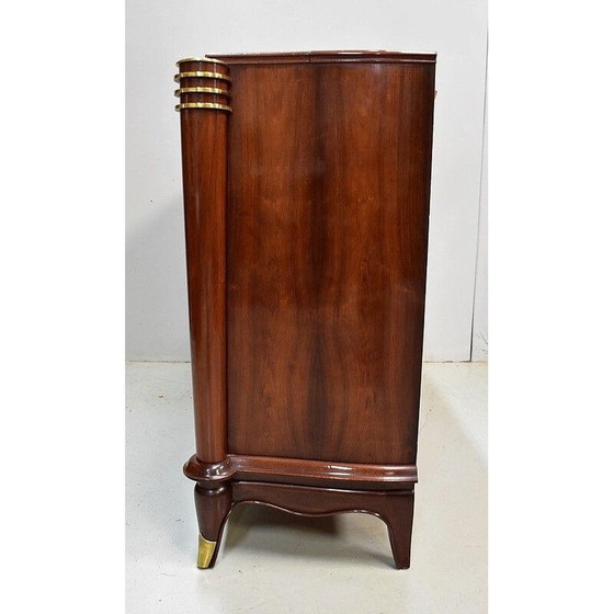 Image 1 of Vintage esdoorn rozenhouten highboard van Jules Leleu, 1940