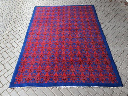 287x206.5 cm Rood blauw vintage vloerkleed