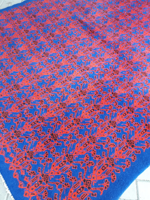 287x206.5 cm Rood blauw vintage vloerkleed