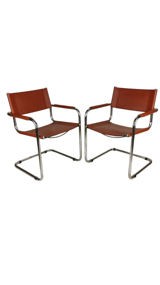 Mart Stam S34 Eetkamerstoelen Cognac