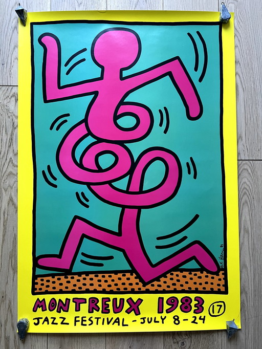 Keith Haring Montreux Jazz Festival Poster Streetart Warhol Basquiat Yellow Edit