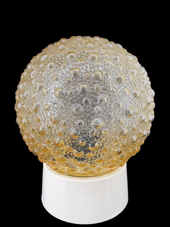 Image 1 of 2116 Vintage Amber Goudkleurige Plafonniere