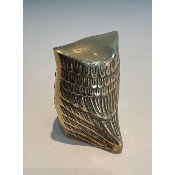 Image 1 of Set van 3 kleine vintage koperen decoratieve uilen, 1970