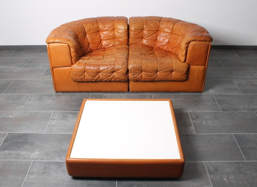 Loungeset in cognac leer met salontafel van De Sede