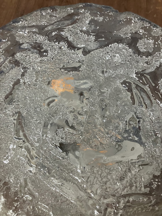 Image 1 of Glashütte Limburg Vintage Ice Glass Plafoniere Space Age