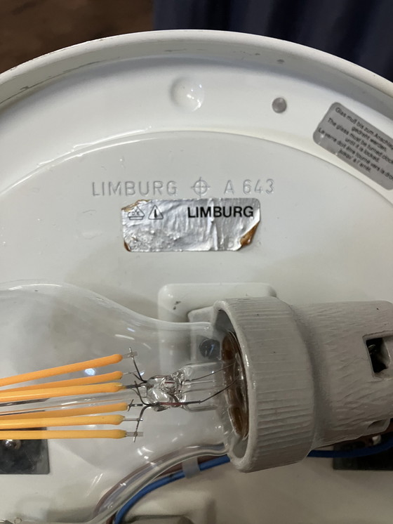 Image 1 of Glashütte Limburg Vintage Ice Glass Plafoniere Space Age