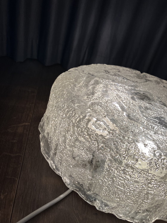 Image 1 of Glashütte Limburg Vintage Ice Glass Plafoniere Space Age